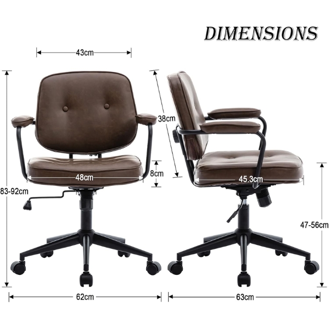 Ghế văn phòng nhỏ gọn bọc da màu nâu sang trọng: SG - 8511 - $hienthicat